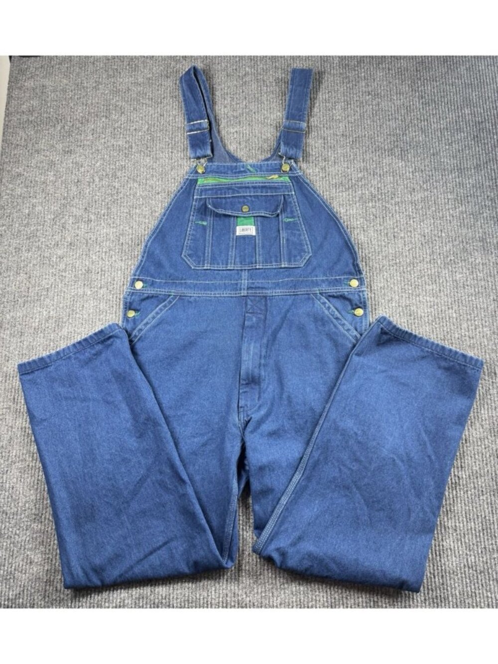 Liberty Overall Bib Coverall Men’s 36x32 Fits 36x30 Blue Denim Carpenter Farmer